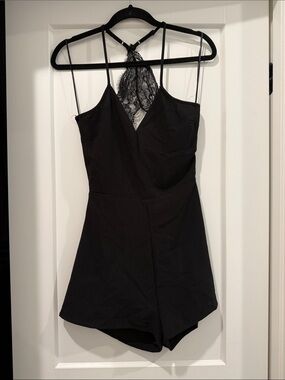 Pull&Bear Black Lace-Back Romper Dress